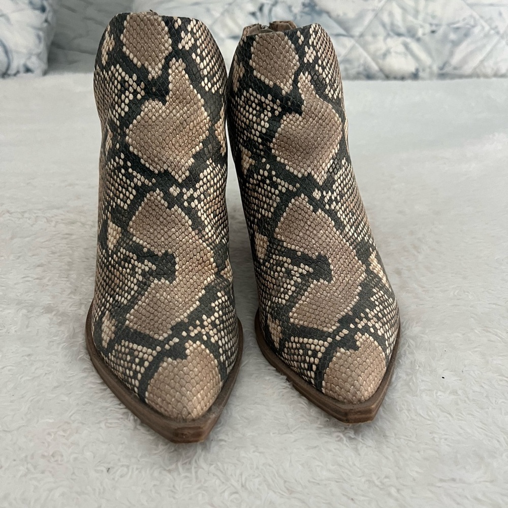 Steve Madden Black and Tan Snakeskin Ankle Booties